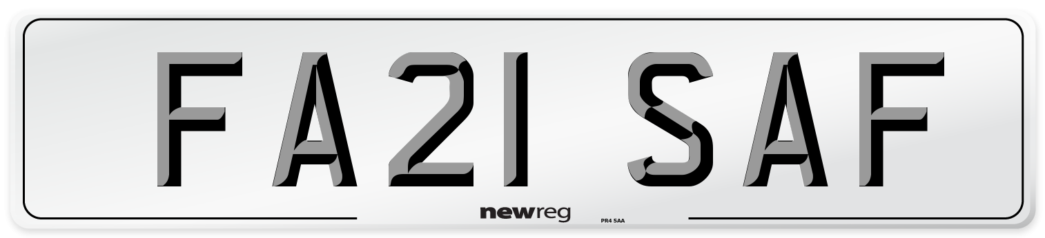 FA21 SAF Number Plate from New Reg